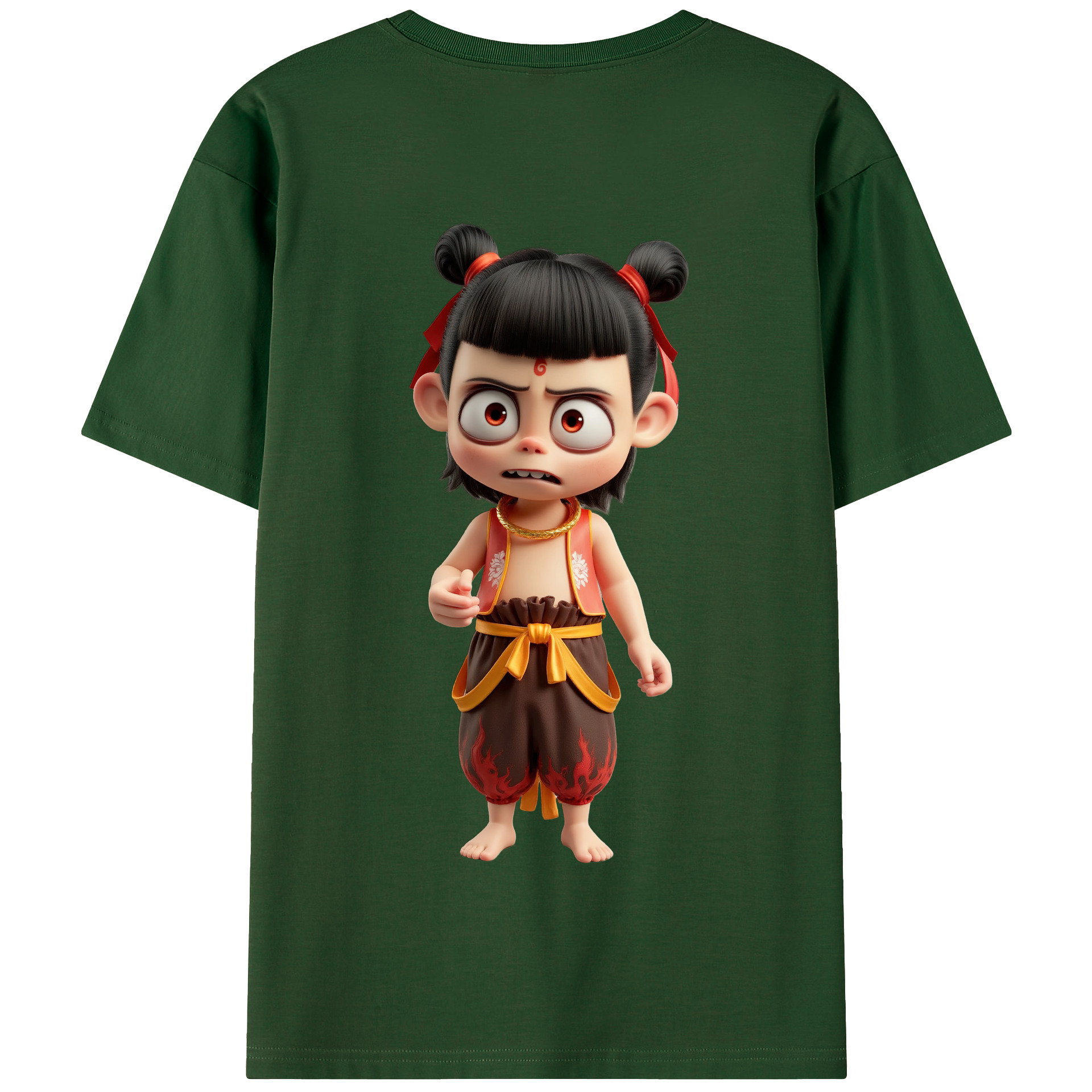 （画像用） Ne Zha 2 ナタ 魔童の大暴れ 綿100％半袖Tシャツ（背面プリント）